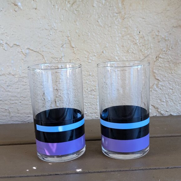 Vintage set of 2 Pierre Cardin matching purple, black, & light blue glasses - Picture 4 of 6